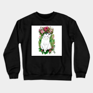 Arabella in a flower crown with background Crewneck Sweatshirt